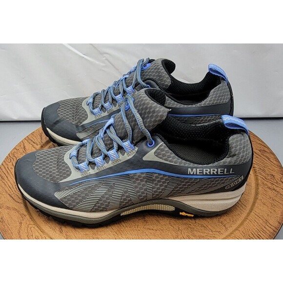 Merrell 'Monument' Women’s Grey Hiking Shoes Size 6.5 Vibram Sole & Blue Accents - Picture 6 of 14
